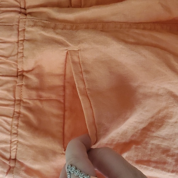 Athleta Cabo Linen 4" Shorts Size 0 Resortwear Vacation Orange Elastic Waist - Picture 7 of 12